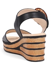 Pavers Black Touch Fasten Wedge Sandals - Image 3 of 5