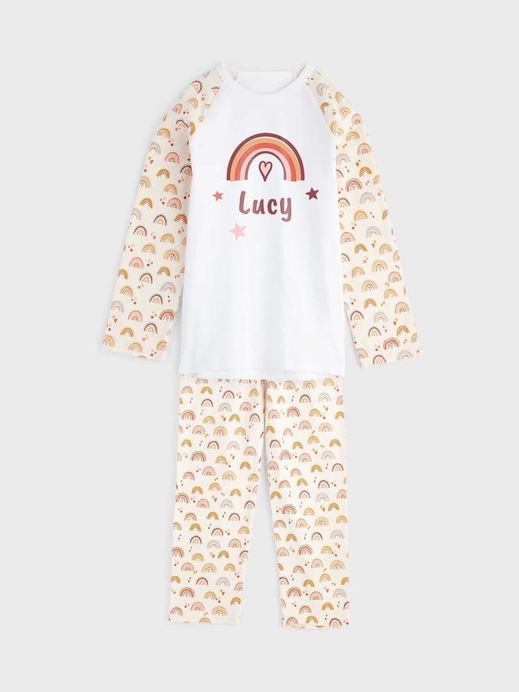 Personalised Girls Rainbow Pyjamas Set by Dollymix - Image 1 of 6