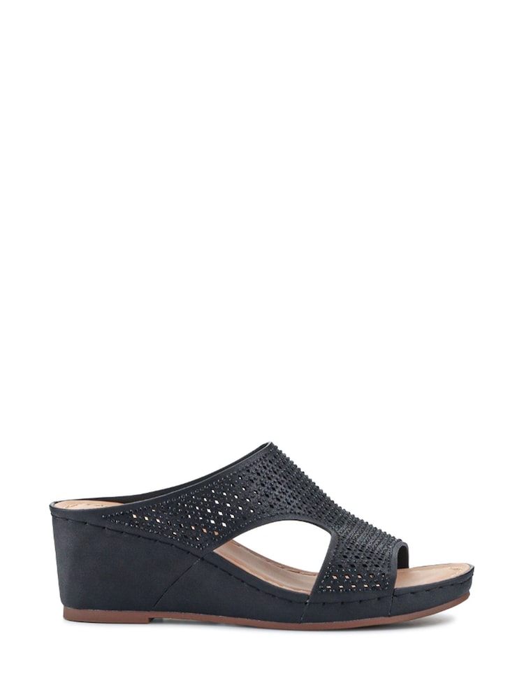 Pavers Black Tall Wedge Heel Mules - Image 1 of 5