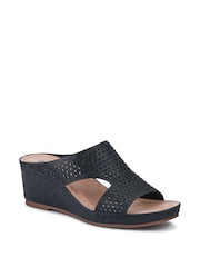 Pavers Black Tall Wedge Heel Mules - Image 2 of 5