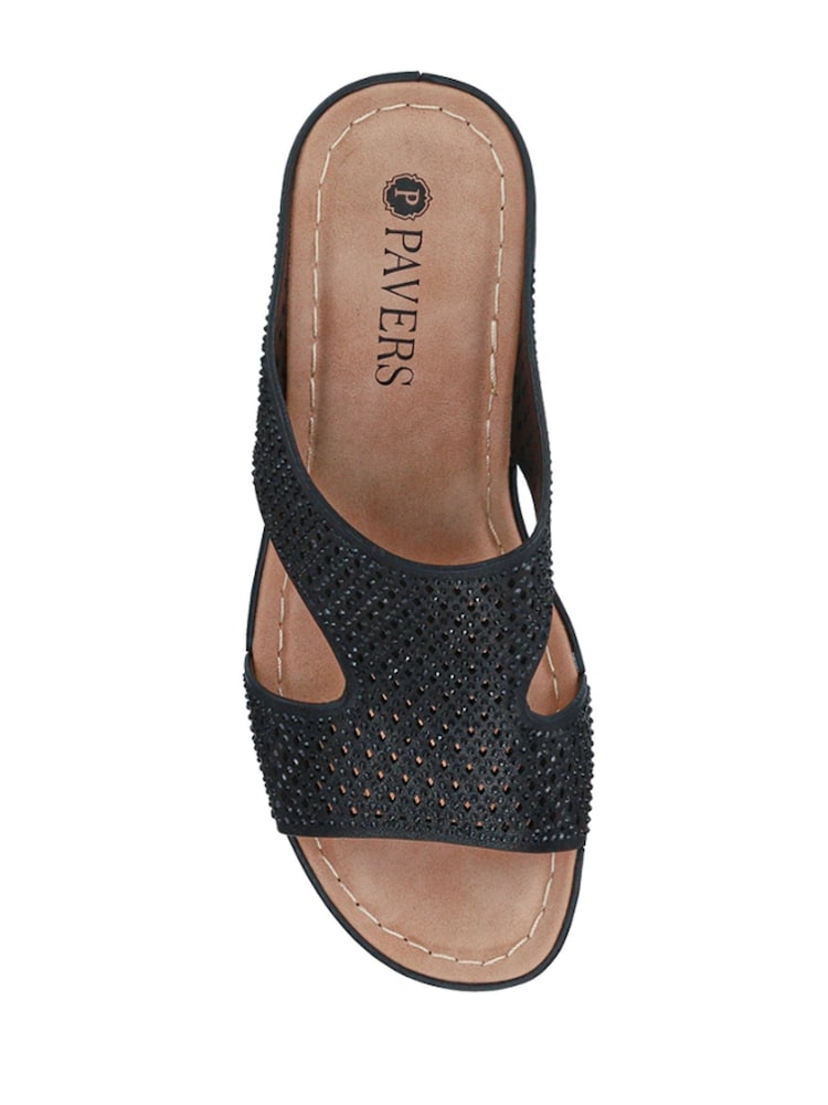 Pavers Black Tall Wedge Heel Mules - Image 4 of 5
