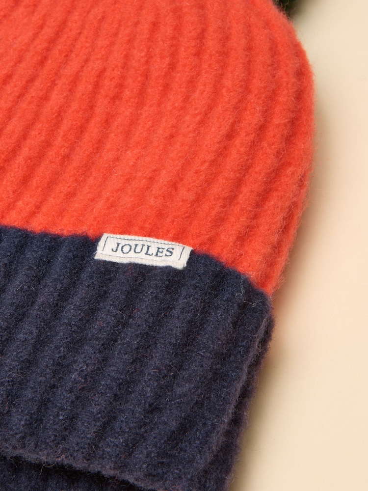 Joules Explorer Orange/Navy Hat and Gloves Set - Image 2 of 3 Joules Explorer Orange/Navy Hat and Gloves Set - Image 2 of 3