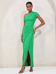 Lipsy Green Petite Off The Shoulder Gathered Waist Maxi Dress - Image 1 of 4