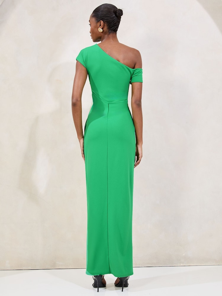 Lipsy Green Petite Off The Shoulder Gathered Waist Maxi Dress - Image 4 of 4