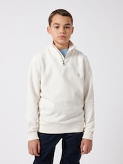 U.S. Polo Assn. Cream Boys 100% Cotton Double Horsemen 1/4 Zip Sweatshirt - Image 1 of 8