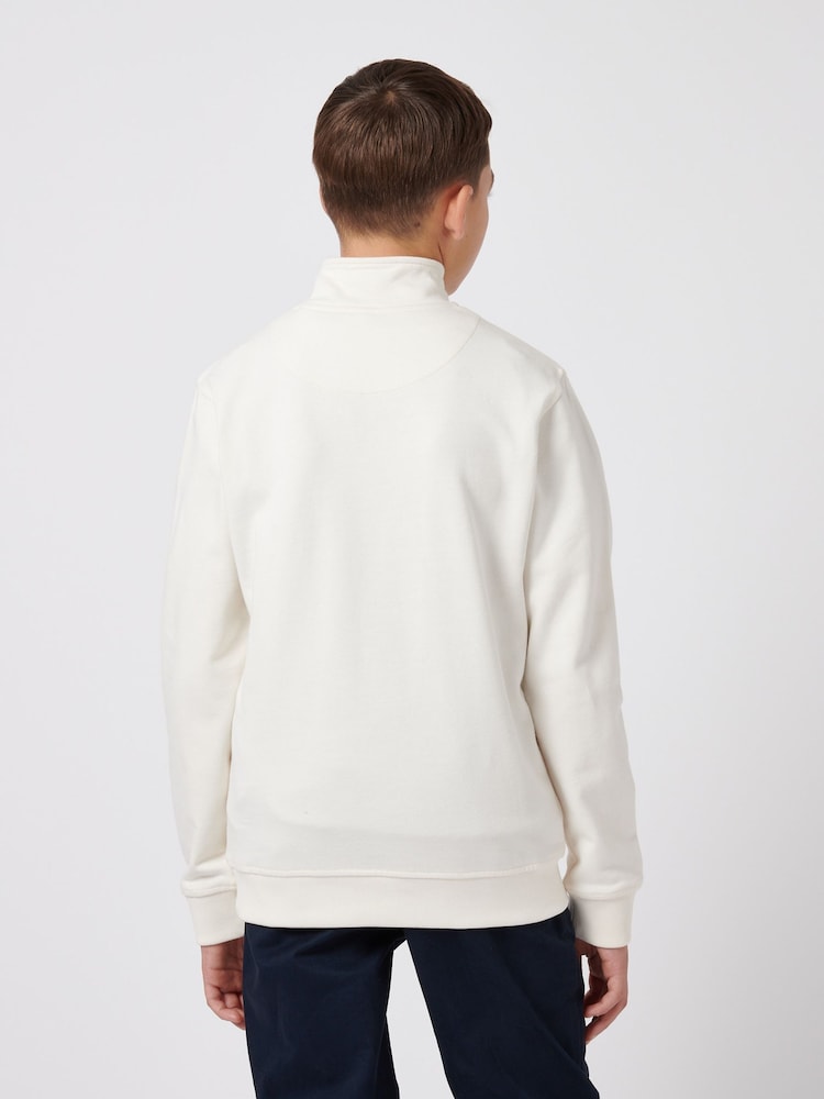 U.S. Polo Assn. Cream Boys 100% Cotton Double Horsemen 1/4 Zip Sweatshirt - Image 2 of 8