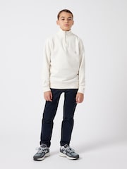 U.S. Polo Assn. Cream Boys 100% Cotton Double Horsemen 1/4 Zip Sweatshirt - Image 3 of 8
