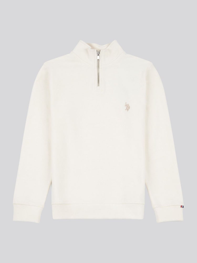 U.S. Polo Assn. Cream Boys 100% Cotton Double Horsemen 1/4 Zip Sweatshirt - Image 5 of 8