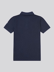 U.S. Polo Assn. Blue Boys 100% Cotton Check Texture Polo Shirt - Image 4 of 6