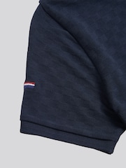 U.S. Polo Assn. Blue Boys 100% Cotton Check Texture Polo Shirt - Image 5 of 6