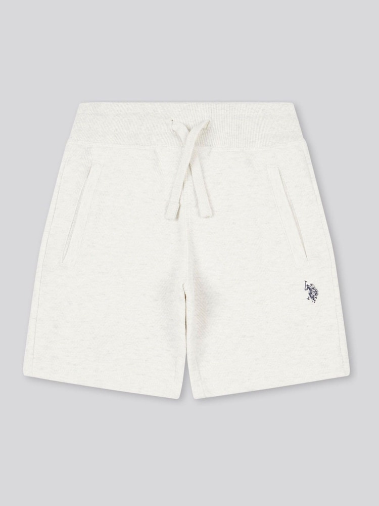 U.S. Polo Assn. White Boys Double Horsemen Herringbone Sweat Shorts - Image 1 of 3