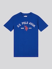 Голубой - US Polo Assn. Футболка из 100% хлопка для мальчиков с принтом арочного принта - Изображение 5 из 7