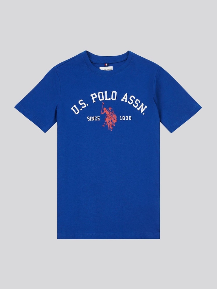 U.S. Polo Assn. Light Blue Boys 100% Cotton Signature Arch Print T-Shirt - Image 5 of 7