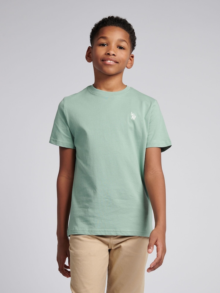 Темно-зеленый - US Polo Assn. Футболка для мальчиков из 100% хлопка с принтом лошадей - Изображение 1 из 9