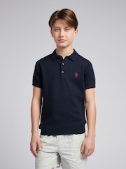 U.S. Polo Assn. Blue Boys Combed 100% Cotton Polo Shirt - Image 1 of 7