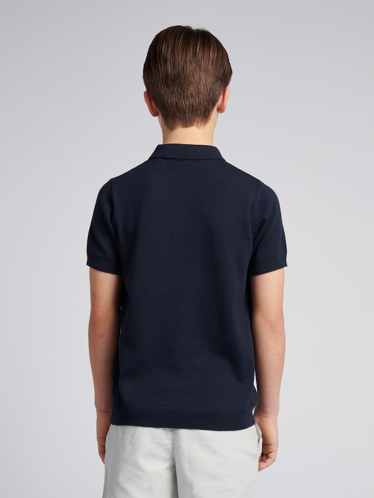 U.S. Polo Assn. Blue Boys Combed 100% Cotton Polo Shirt - Image 2 of 7