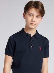 U.S. Polo Assn. Blue Boys Combed 100% Cotton Polo Shirt - Image 4 of 7