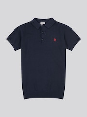 U.S. Polo Assn. Blue Boys Combed 100% Cotton Polo Shirt - Image 5 of 7