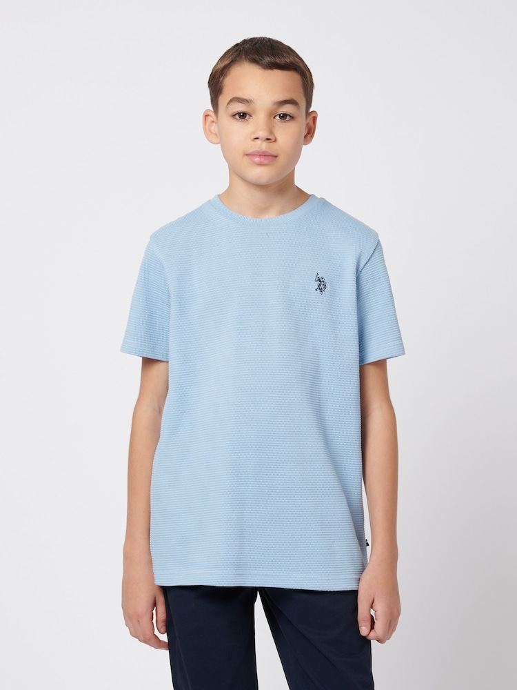 U.S. Polo Assn. Blue Boys Texture Double Horsemen T-Shirt - Image 1 of 7