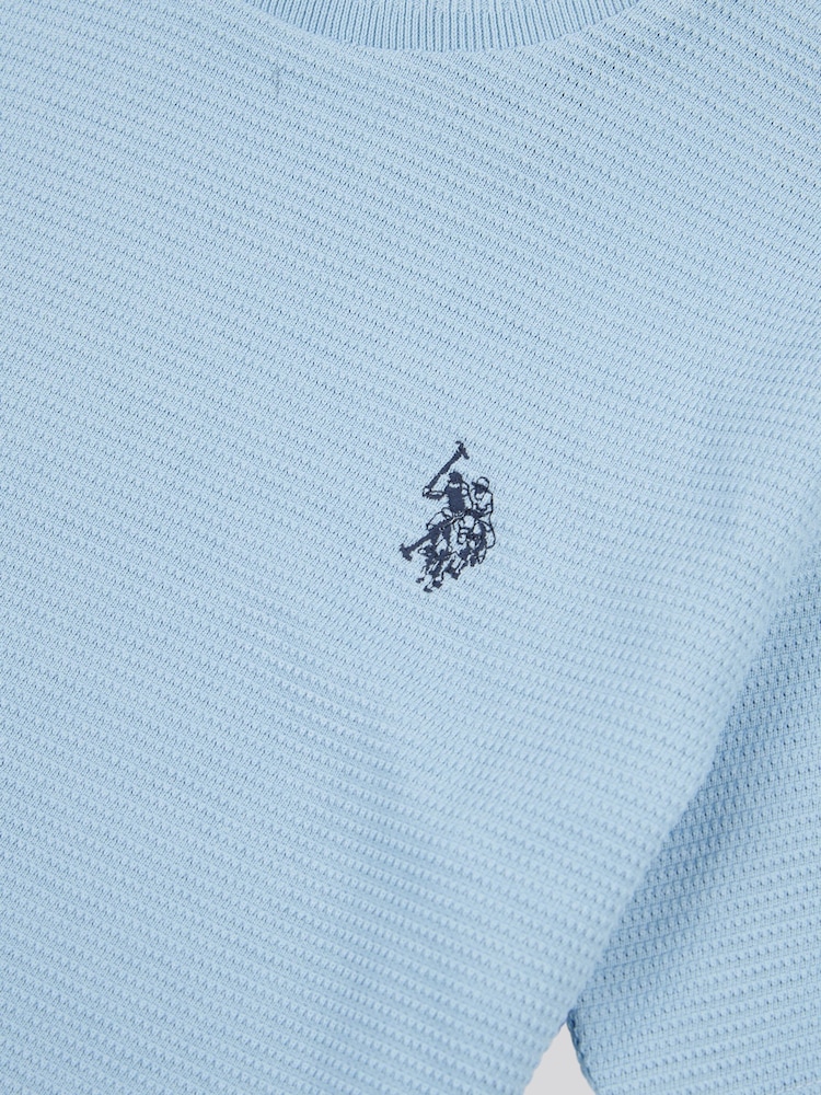 U.S. Polo Assn. Blue Boys Texture Double Horsemen T-Shirt - Image 7 of 7