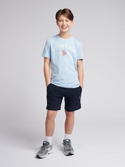 Синий - US Polo Assn. Футболка из 100% хлопка для мальчиков с принтом арочного принта - Изображение 3 из 7