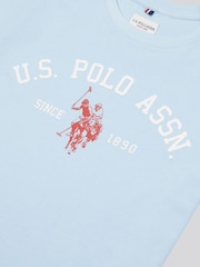 Синий - US Polo Assn. Футболка из 100% хлопка для мальчиков с принтом арочного принта - Изображение 7 из 7