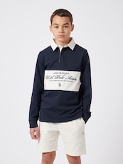 U.S. Polo Assn. Blue Boys 100% Cotton Premium Embroidery Rugby Shirt - Image 1 of 7