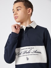 U.S. Polo Assn. Blue Boys 100% Cotton Premium Embroidery Rugby Shirt - Image 2 of 7