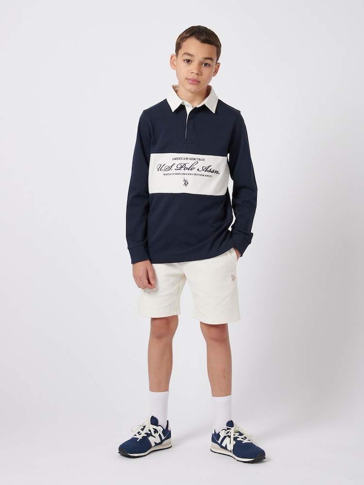 U.S. Polo Assn. Blue Boys 100% Cotton Premium Embroidery Rugby Shirt - Image 3 of 7