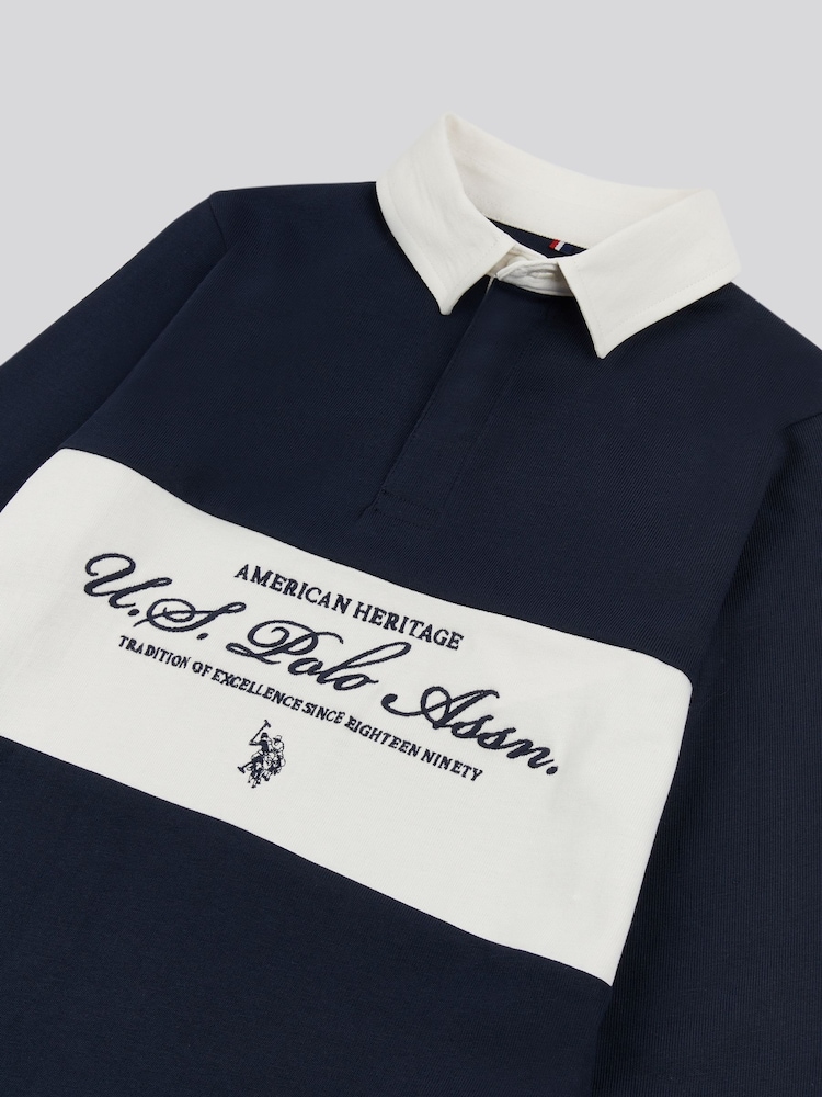 U.S. Polo Assn. Blue Boys 100% Cotton Premium Embroidery Rugby Shirt - Image 7 of 7