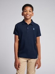 U.S. Polo Assn. Blue Boys Vertical Texture Polo Shirt - Image 1 of 6