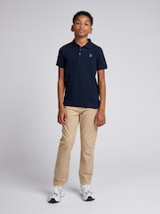U.S. Polo Assn. Blue Boys Vertical Texture Polo Shirt - Image 2 of 6