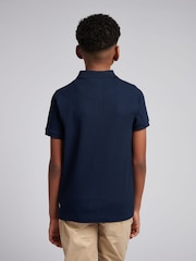 U.S. Polo Assn. Blue Boys Vertical Texture Polo Shirt - Image 3 of 6