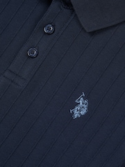 U.S. Polo Assn. Blue Boys Vertical Texture Polo Shirt - Image 6 of 6