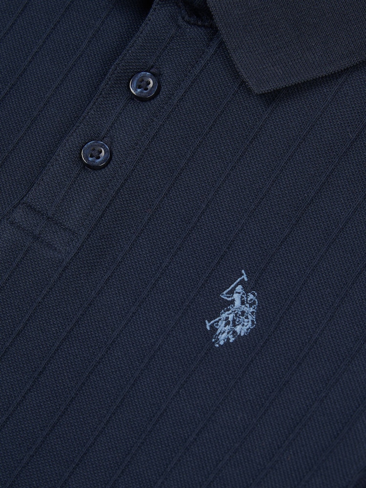 U.S. Polo Assn. Blue Boys Vertical Texture Polo Shirt - Image 6 of 6