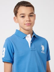 Синий - US Polo Assn. Футболка-поло для мальчиков 100% хлопок, игрок 3 - Изображение 2 из 8