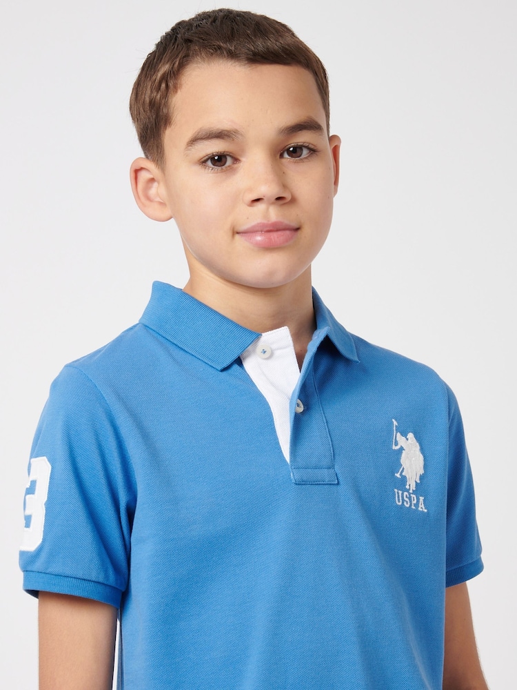 Синий - US Polo Assn. Футболка-поло для мальчиков 100% хлопок, игрок 3 - Изображение 2 из 8