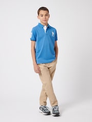 Синий - US Polo Assn. Футболка-поло для мальчиков 100% хлопок, игрок 3 - Изображение 3 из 8