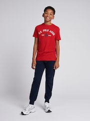 Красный - US Polo Assn. Футболка из 100% хлопка для мальчиков с принтом арочного принта - Изображение 3 из 7