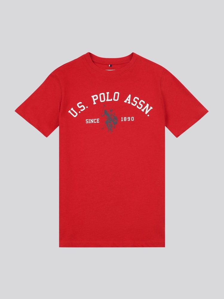 U.S. Polo Assn. Red Boys 100% Cotton Signature Arch Print T-Shirt - Image 5 of 7