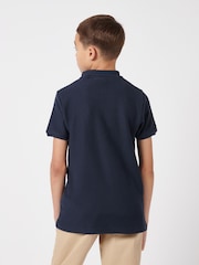 U.S. Polo Assn. Blue Boys 100% Cotton Texture Double Horsemen Polo Shirt - Image 4 of 7