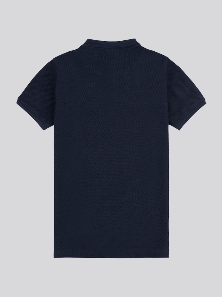 U.S. Polo Assn. Blue Boys 100% Cotton Texture Double Horsemen Polo Shirt - Image 6 of 7