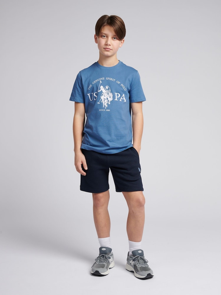 U.S. Polo Assn. Blue Boys Waffle Texture Shorts - Image 3 of 7