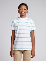 U.S. Polo Assn. White Boys 100% Cotton Terry Stripe T-Shirt - Image 1 of 7