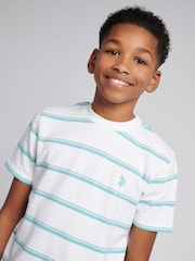 U.S. Polo Assn. White Boys 100% Cotton Terry Stripe T-Shirt - Image 2 of 7