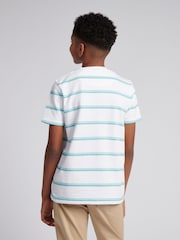 U.S. Polo Assn. White Boys 100% Cotton Terry Stripe T-Shirt - Image 4 of 7
