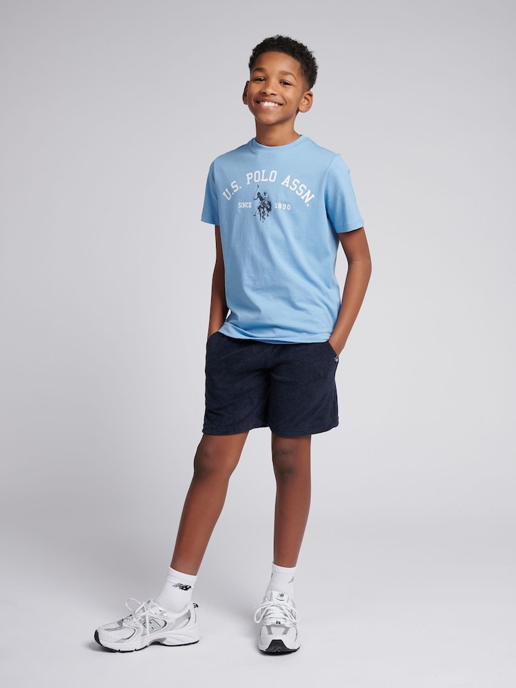 U.S. Polo Assn Blue Boys 100% Cotton Terry Shorts - Image 3 of 7