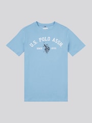 Темно-синий - US Polo Assn. Футболка из 100% хлопка для мальчиков с принтом арочного принта - Изображение 5 из 7