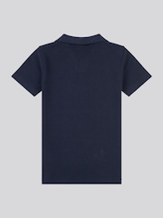 Синий - US Polo Assn. Фактурная рубашка поло для мальчиков из вафельного трикотажа с воротником - Изображение 2 из 3