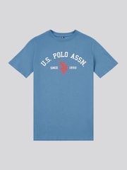 синее небо - US Polo Assn. Футболка из 100% хлопка для мальчиков с принтом арочного принта - Изображение 5 из 7